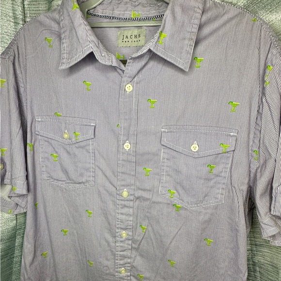 JACHS NY Men’s Stretch Casual Summer Martini Cocktail Short-Sleeve Shirt Large - Picture 12 of 12